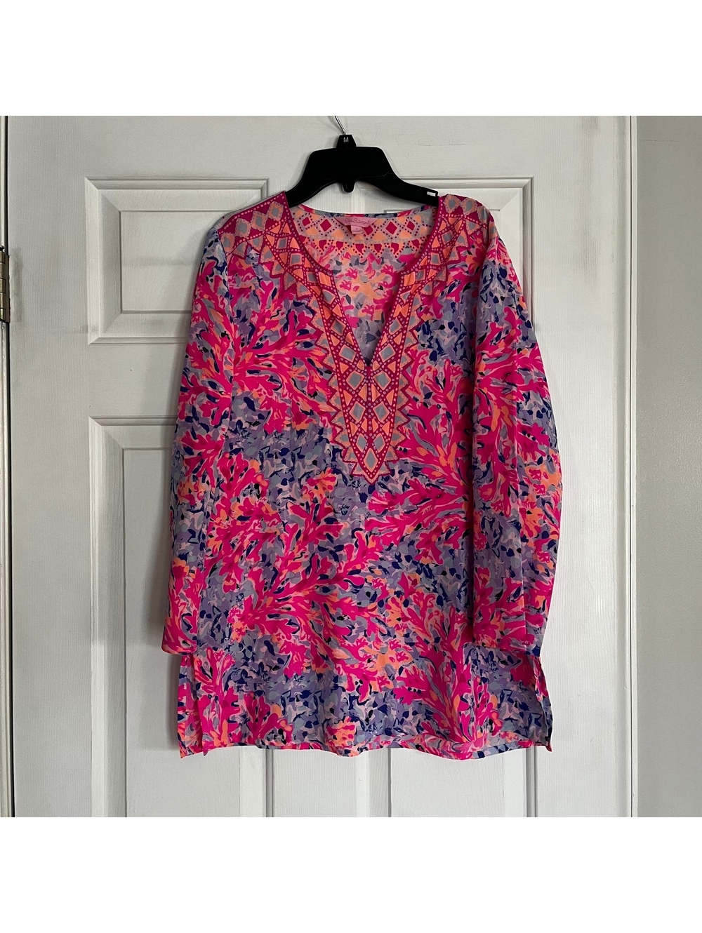 Lilly Pulitzer Silk Floral Print Tunic Top Size Small